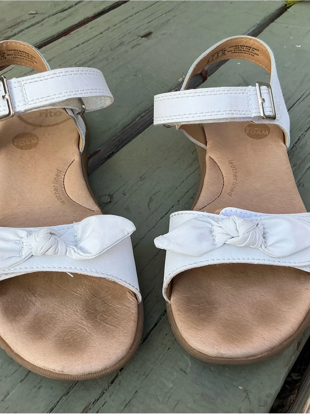 Stride Rite White Knotted Strap Kids Sandals